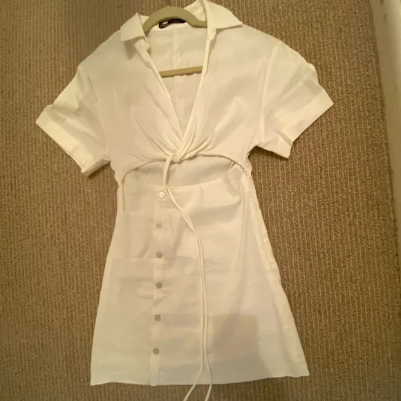 Zara | Dresses | Zara Short Ivory Linen Dress With Little Stretch For A  Perfect Fit Size Small | Poshmark